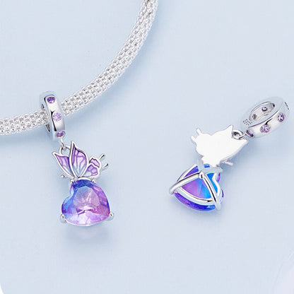 Butterfly with heart - charm pendant