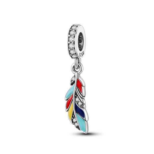 colorful feather - pendant charm